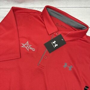 Under Armour Polo Shirt Mens 2XL Red Loose Performance Embroidered Logo NEW